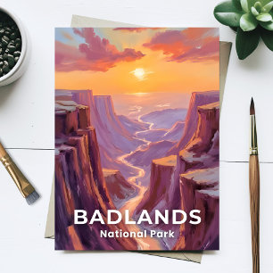 Badlands National Park South Dakota Malerei Postkarte