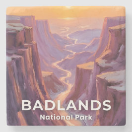Badlands National Park South Dakota Painting Steinuntersetzer