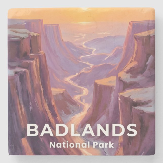 Badlands National Park South Dakota Painting Steinuntersetzer (Vorderseite)