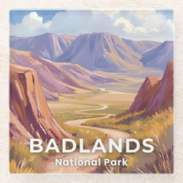 Badlands National Park South Dakota Travel Art Glasuntersetzer