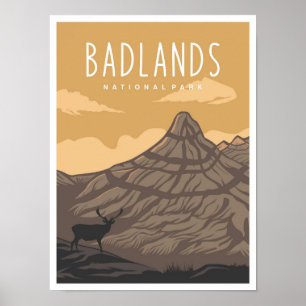 Badlands National Park South Dakota USA Reise Poster