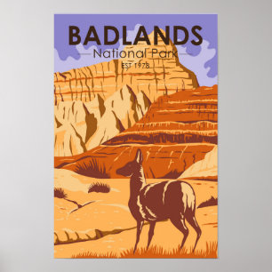 Badlands National Park South Dakota Vintag Poster