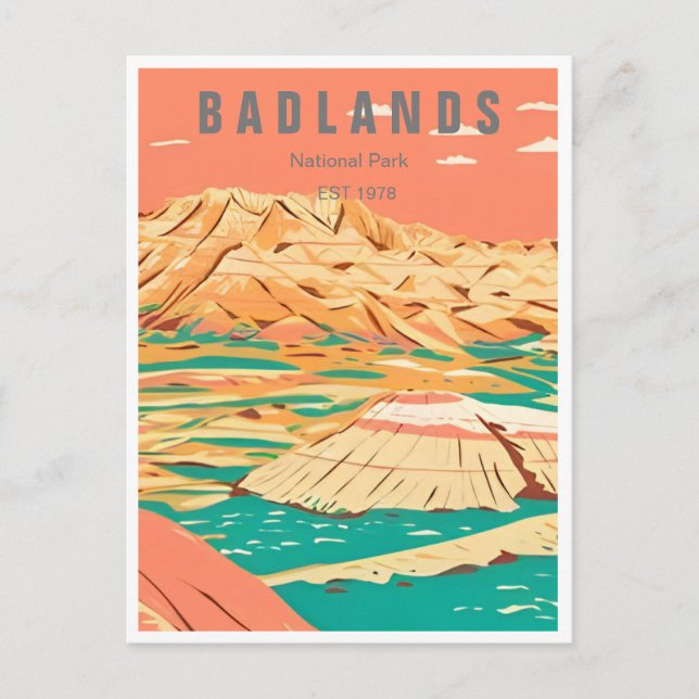 Badlands National Park South Dakota Vintag Postkarte (Vorderseite)