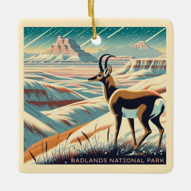 Badlands National Park Winter Souvenir Geschenk Keramikornament (Vorderseite)