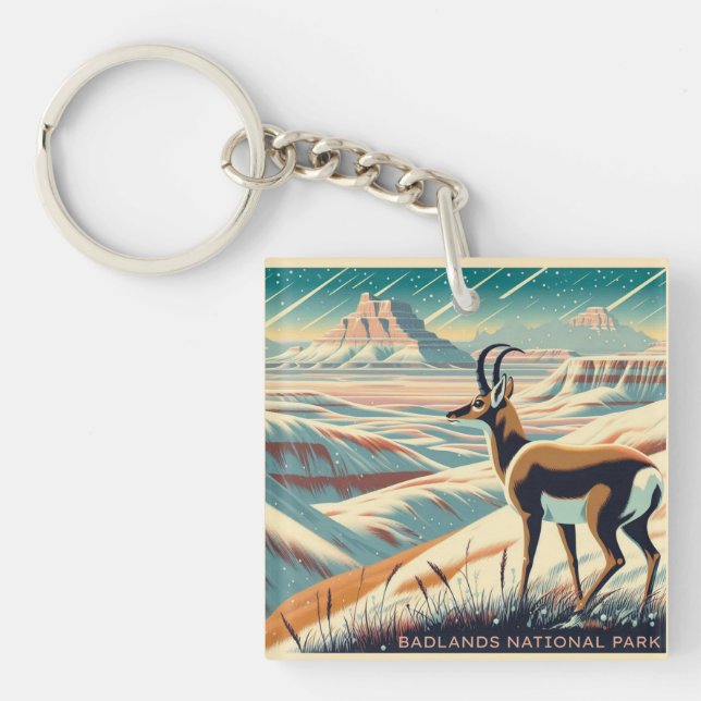 Badlands National Park Winter Souvenir Geschenk Schlüsselanhänger (Vorderseite)