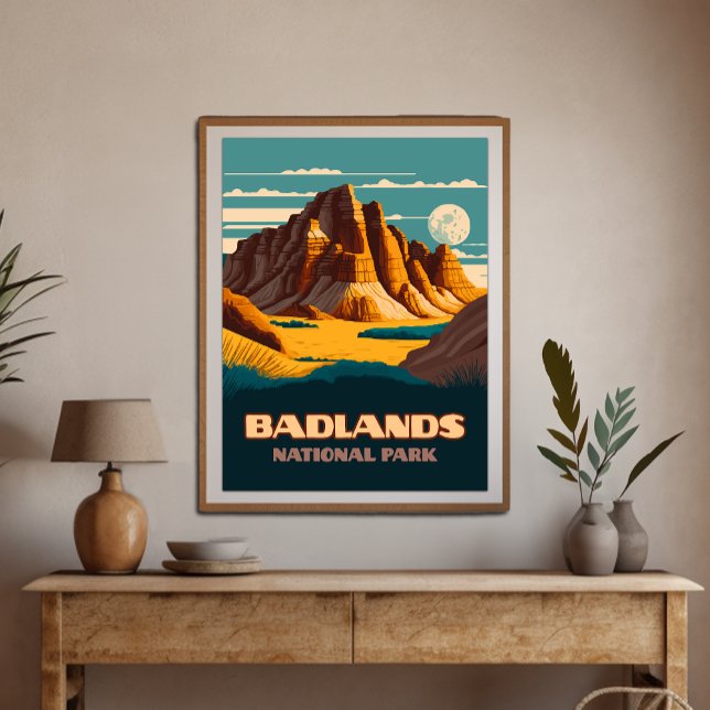 Badlands Nationalpark Berge Retro Poster (Von Creator hochgeladen)