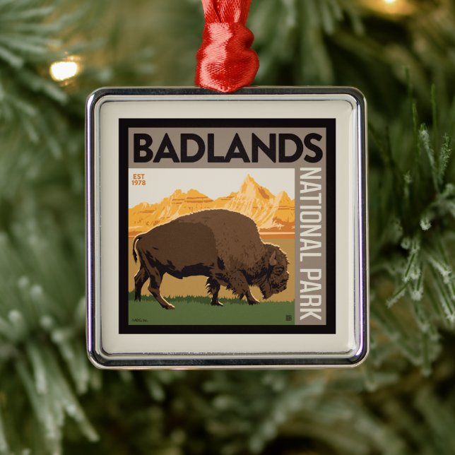 Badlands-Nationalpark | Buffalo Ornament Aus Metall (Baum)