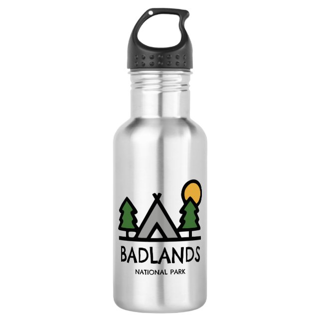 Badlands-Nationalpark Edelstahlflasche (Vorderseite)