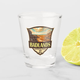 Badlands Nationalpark Illustration Retro Schnapsglas