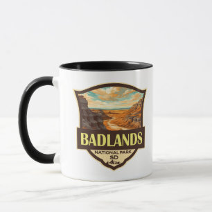 Badlands Nationalpark Illustration Retro Tasse