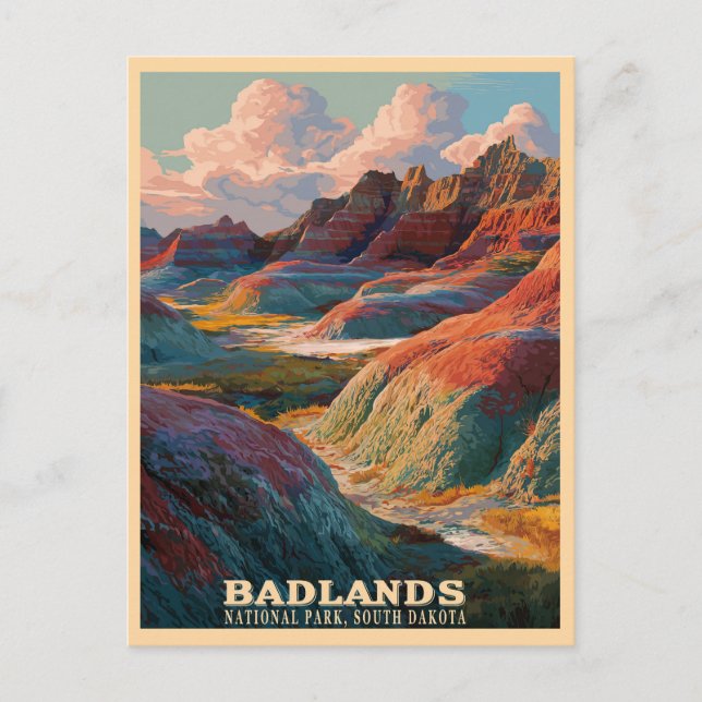 Badlands Nationalpark - Landschaft des rauschenden Postkarte (Vorderseite)