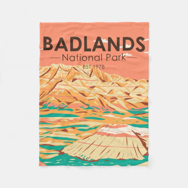 Badlands Nationalpark Landschaft Vintag Fleecedecke (Vorderseite)