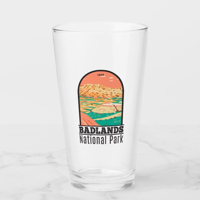 Badlands Nationalpark Landschaft Vintag Glas (Vorderseite)