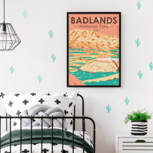 Badlands Nationalpark Landschaft Vintage Poster