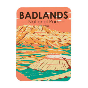 Badlands Nationalpark Landschaft Vintages Magnet