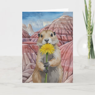 Badlands Nationalpark Prairie Dog Wasserfarbene Karte