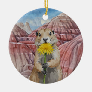 Badlands Nationalpark Prairie Dog Wasserfarbene Keramik Ornament