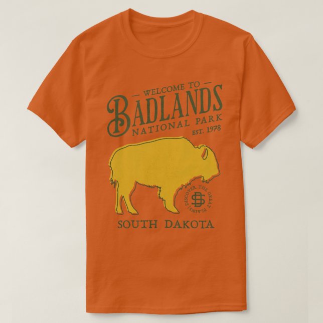 Badlands Nationalpark Süd Dakota Bison Wandern T-Shirt (Design vorne)