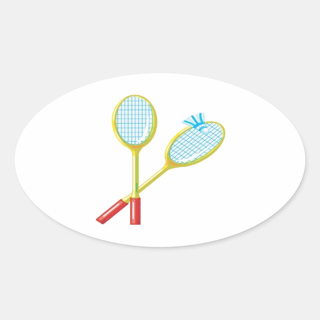 Badminton 3 ovaler aufkleber (Vorderseite)
