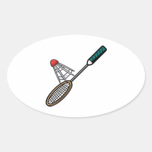Badminton 4 ovaler aufkleber