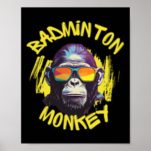 Badminton-Affe mit Racquet Shuttle-Jungle Sport Poster