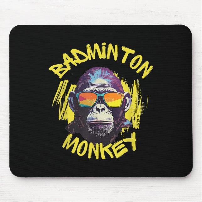 Badminton-Affe mit Schläger Federball Dschungel Sp Mousepad (Vorne)