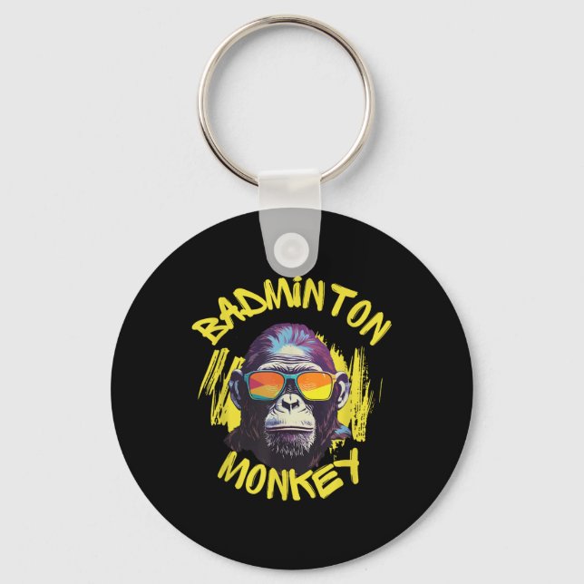 Badminton-Affe mit Schläger Shuttlecock Dschungel  Schlüsselanhänger (Vorderseite)