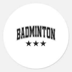 Badminton All Black Stars Clic Retro Varsity Text Runder Aufkleber