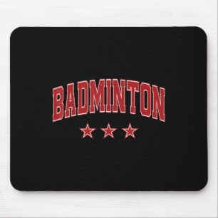 Badminton All Red Stars Clic Retro Varsity Text Mousepad