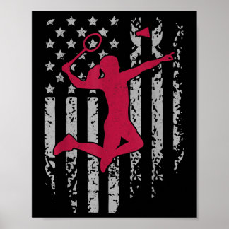 Badminton Amerikanische Flagge Patriotischer High Poster