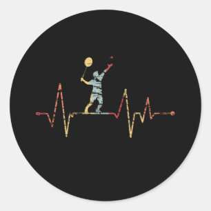Badminton - Badminton Player Heartbeat Runder Aufkleber