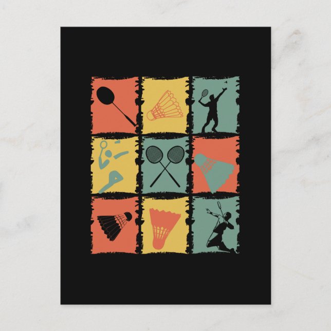 Badminton Badminton Player Retro Postkarte (Vorderseite)