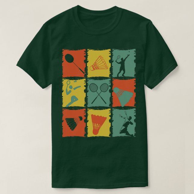 Badminton Badminton Player Retro T-Shirt (Design vorne)