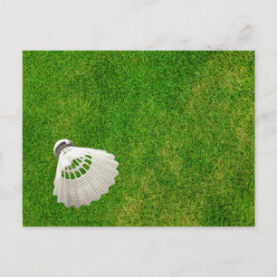Badminton Birdie auf der grünen Grass-Postkarte Postkarte