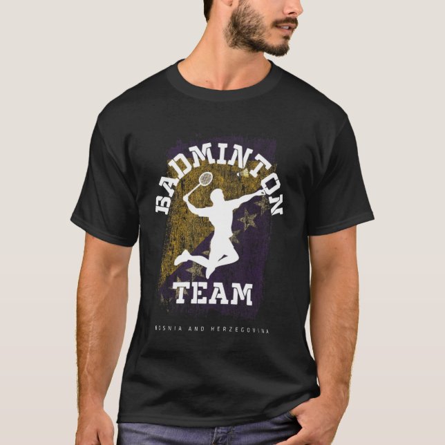 Badminton Bosnien und Herzegovina Net Games Player T-Shirt (Vorderseite)