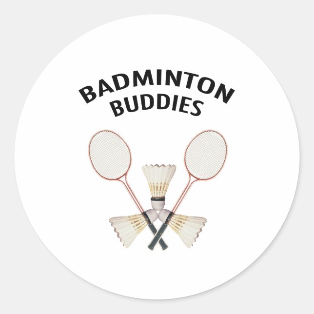 Badminton Buddies Runder Aufkleber (Vorderseite)