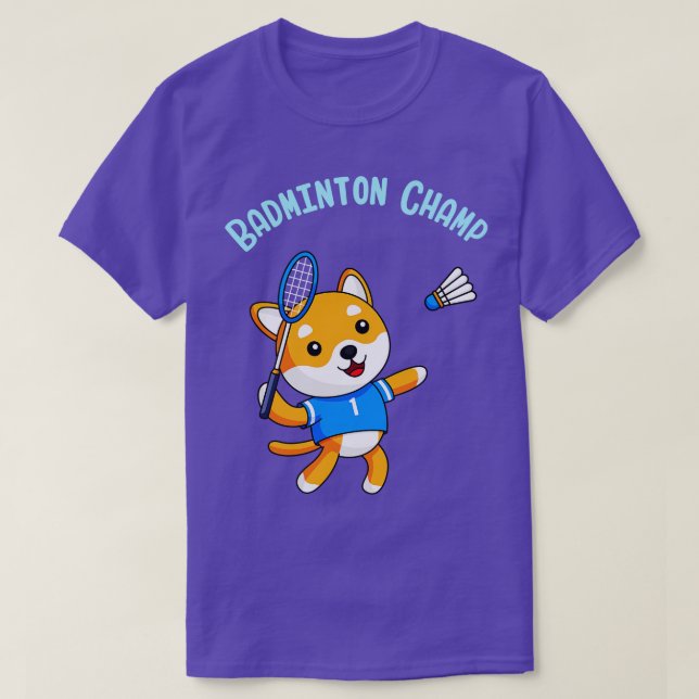 Badminton Champion Cute Dog Kids Sport  T-Shirt (Design vorne)