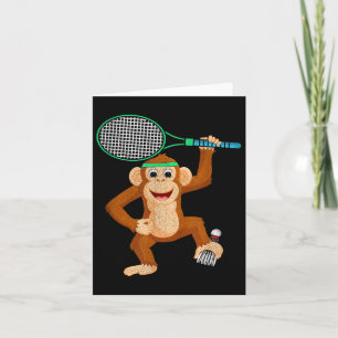Badminton Chimpanzee Animal Sport Spaß Shirt Gesch Karte