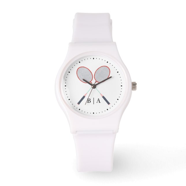 Badminton Custom Monogram Wrist Armbanduhr (Vorderseite)