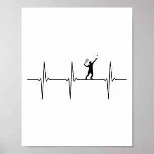 Badminton Ecg Heartbeat Pulsfrequenz 1 Poster