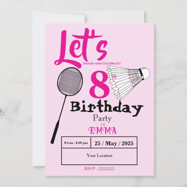 Badminton Einladung (Vorderseite)