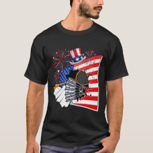 Badminton Equipment Costume American Flag 4. J T-Shirt