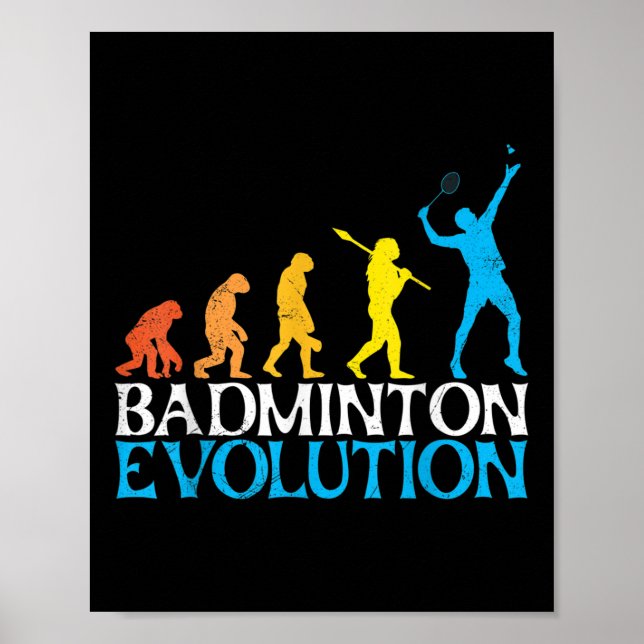 Badminton Evolution Affe Badminton Spieler Badmin Poster (Vorne)