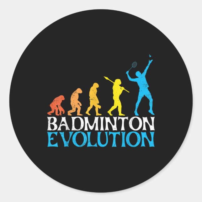 Badminton Evolution Monkey Badminton Spieler Badmi Runder Aufkleber (Vorderseite)