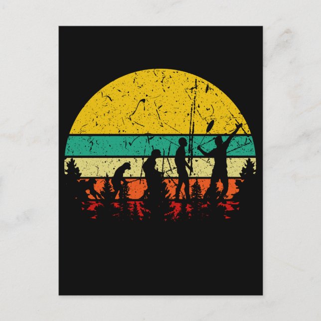 Badminton Evolution Retro Badminton Player Postkarte (Vorderseite)