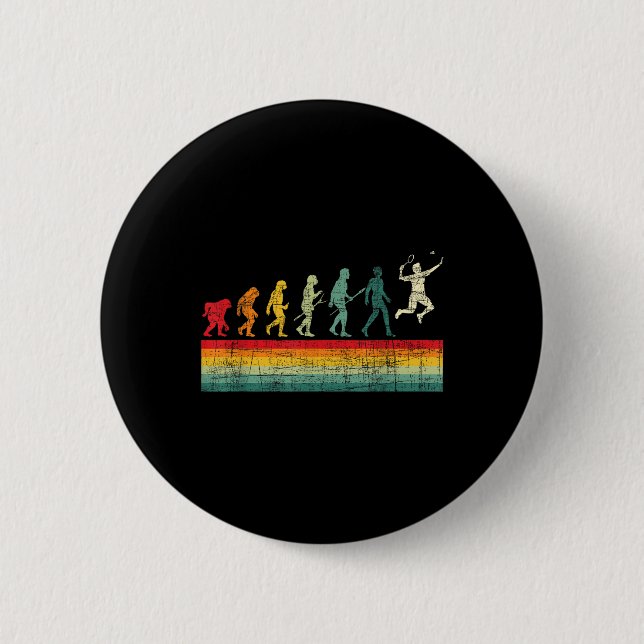 Badminton Evolution - Retro Sports Lover Shuttle Button (Vorderseite)