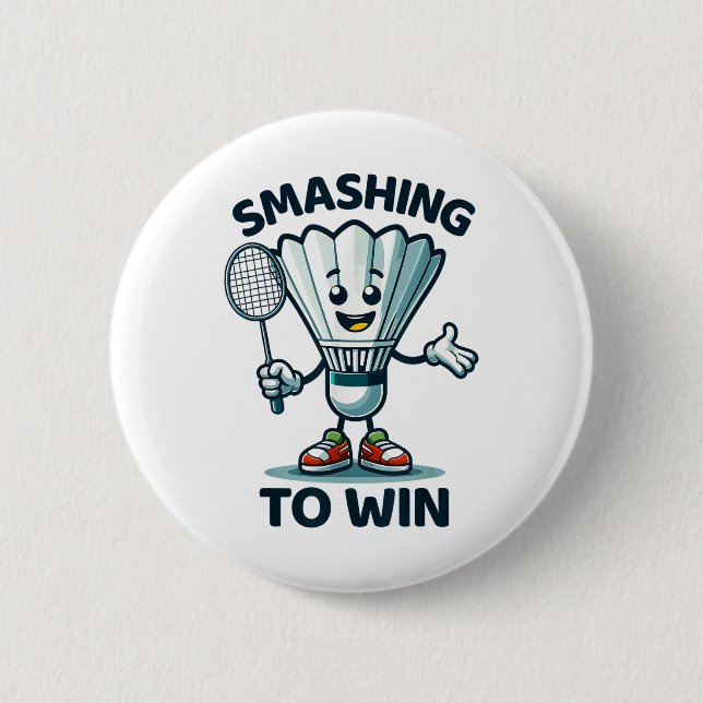 Badminton Forever Cartoon Shuttle und Racket Graph Button (Vorderseite)