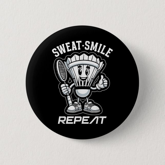 Badminton Forever Cartoon Shuttle und Racket Graph Button (Vorderseite)