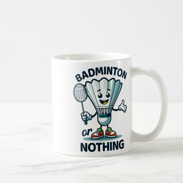 Badminton Forever Cartoon Shuttle und Racket Graph Kaffeetasse (Rechts)