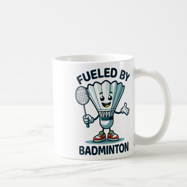 Badminton Forever Cartoon Shuttle und Racket Graph Kaffeetasse (Rechts)